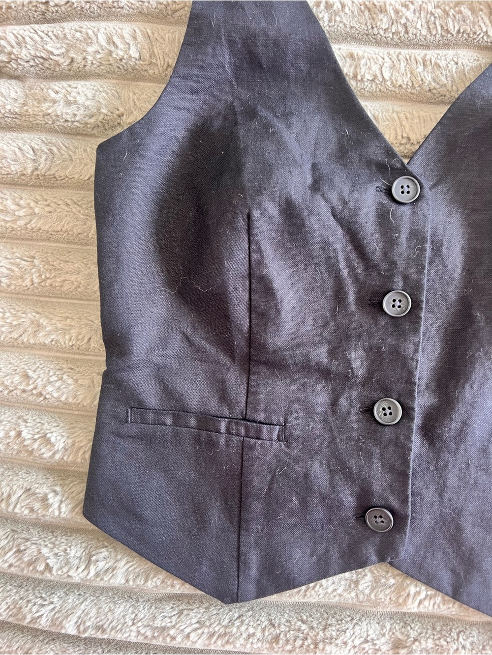 GAP Linen-Cotton Halter Vest Top Black Size Small New With Tags - Picture 2 of 8